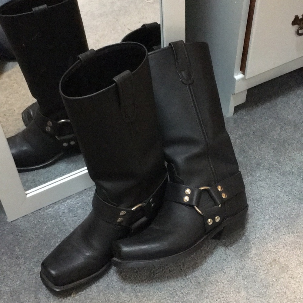 Harley Davidson Black Leather Oil Resistant Boots